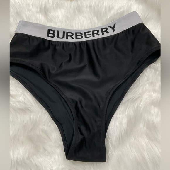 Burberry Black High Waist Bikini with White Logo Band - Picture 3 of 9